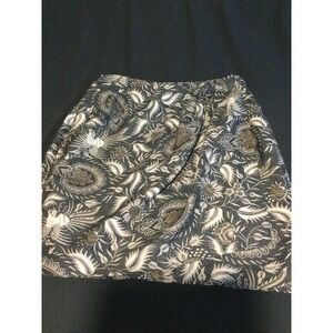 Finity Black & Beige Floral Silk Skirt‎ - Size 10 - Women's
